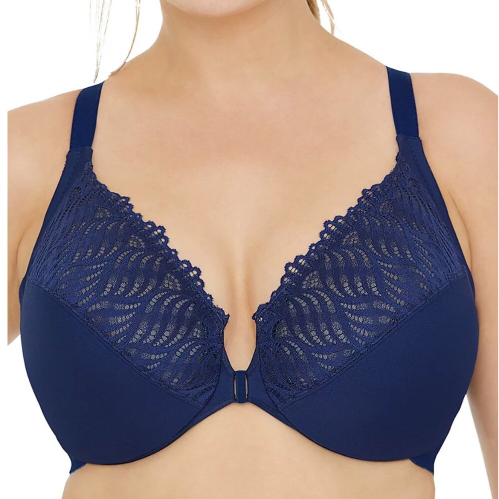 Glamorise Wonderwire Front Closure T-Back Bra Blue 38D NEW